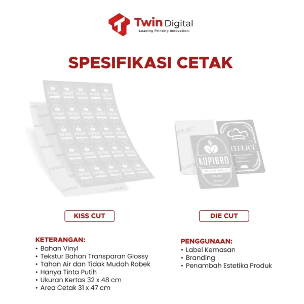 Cetak Stiker Label Transparan White Ink A Online Terbaik Twin Digital