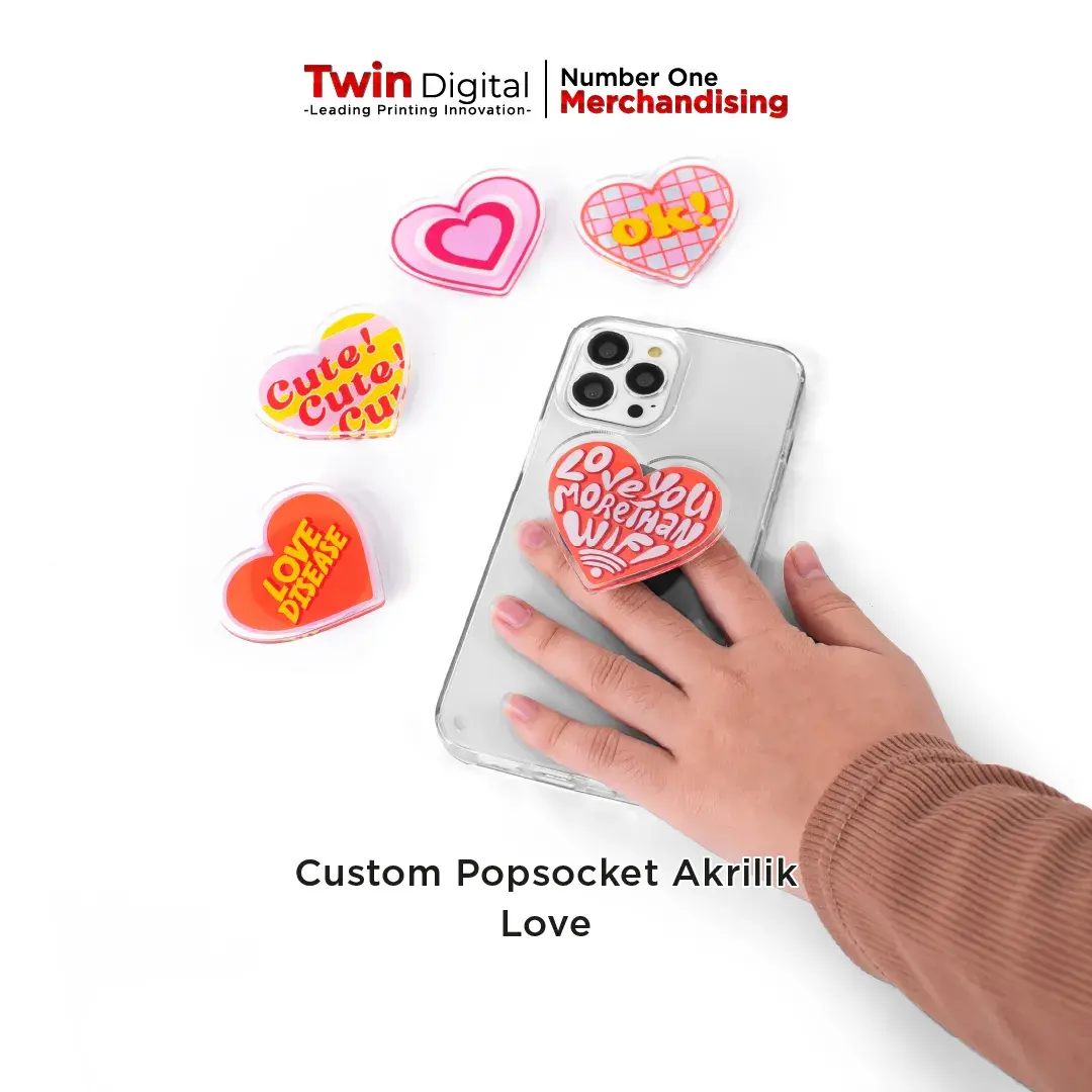 Popsocket HP Lucu Love Custom Akrilik Twin Digital