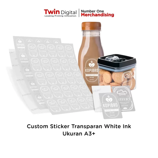 Cetak Stiker Label Transparan Ukuran A3 / Stiker Label White Ink