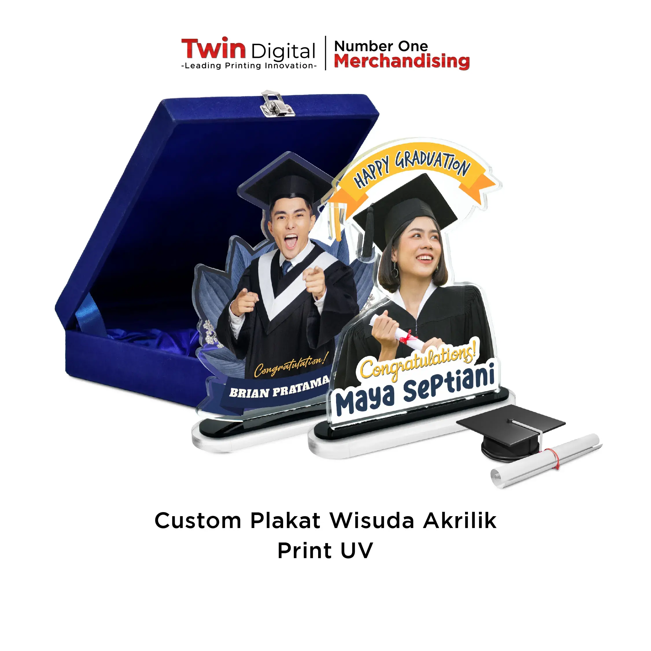 Plakat Wisuda Akrilik Hadiah Graduation Terbaik Twin Digital