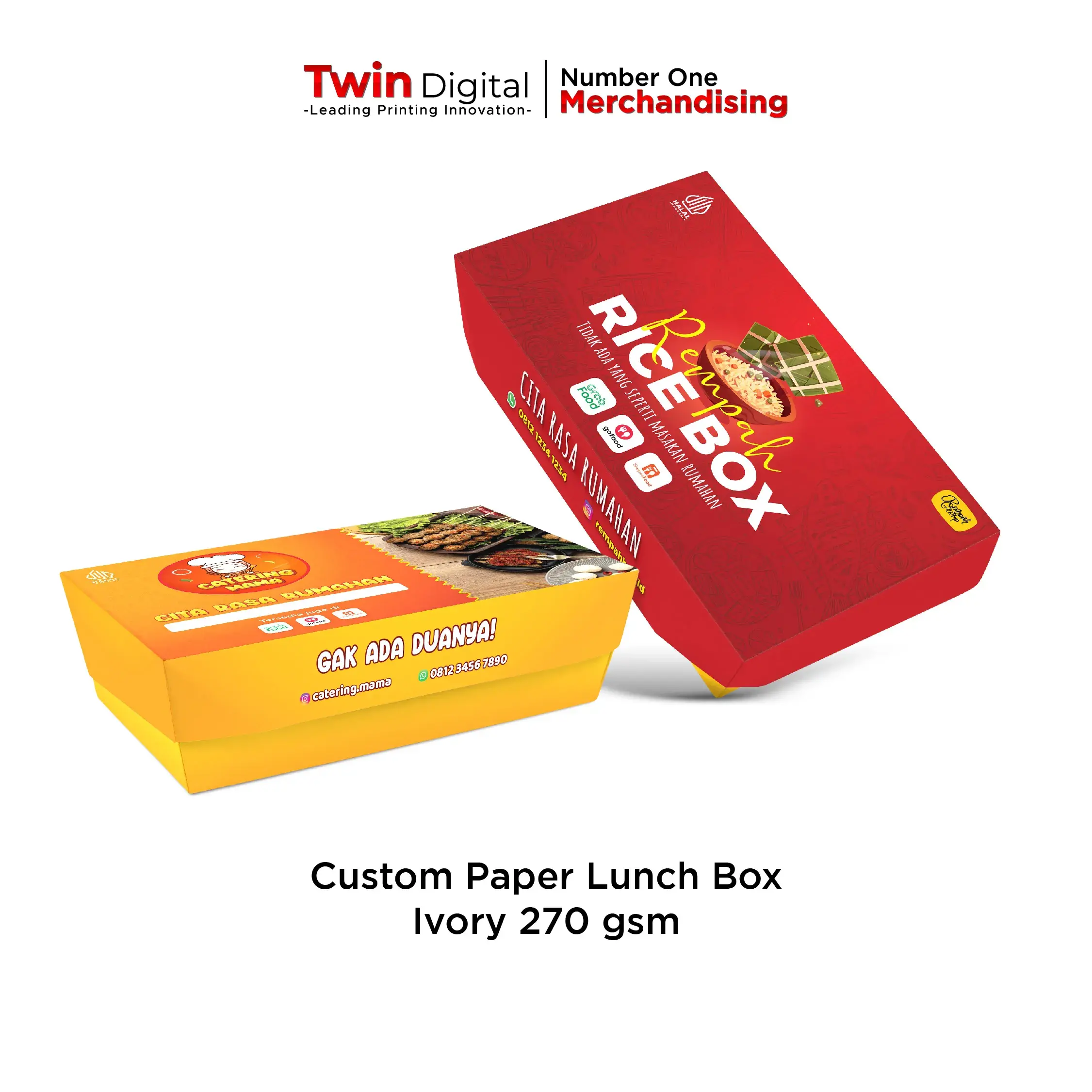 Paper Lunch Box Ivory Custom Twin Digital