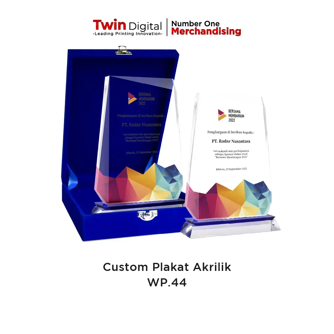 Plakat Akrilik Custom Model Daun Kualitas Premium Twin Digital