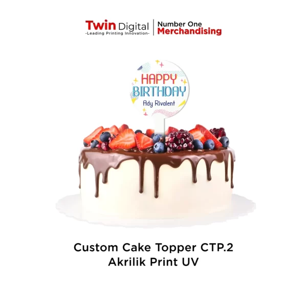 Custom Cake Topper Happy Birthday Akrilik - Twin Digital