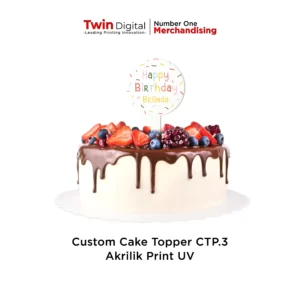 Topper Kue Ulang Tahun Akrilik Custom Print UV - Twin Digital