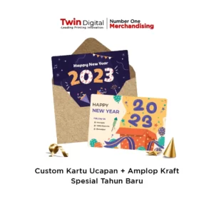 Custom Kartu Ucapan Tahun Baru + Amplop Kraft - Twin Digital