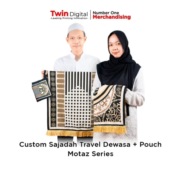 Custom Sajadah Travel Dewasa + Pouch Motaz Series