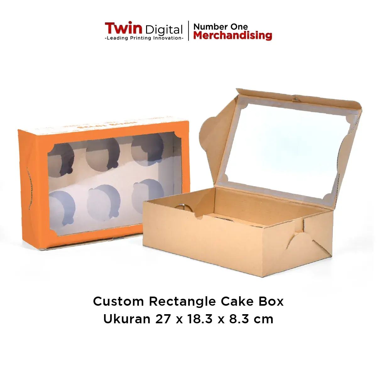 Custom Rectangle Cake Box Ukuran 27 x 18,3 x 8,3 cm