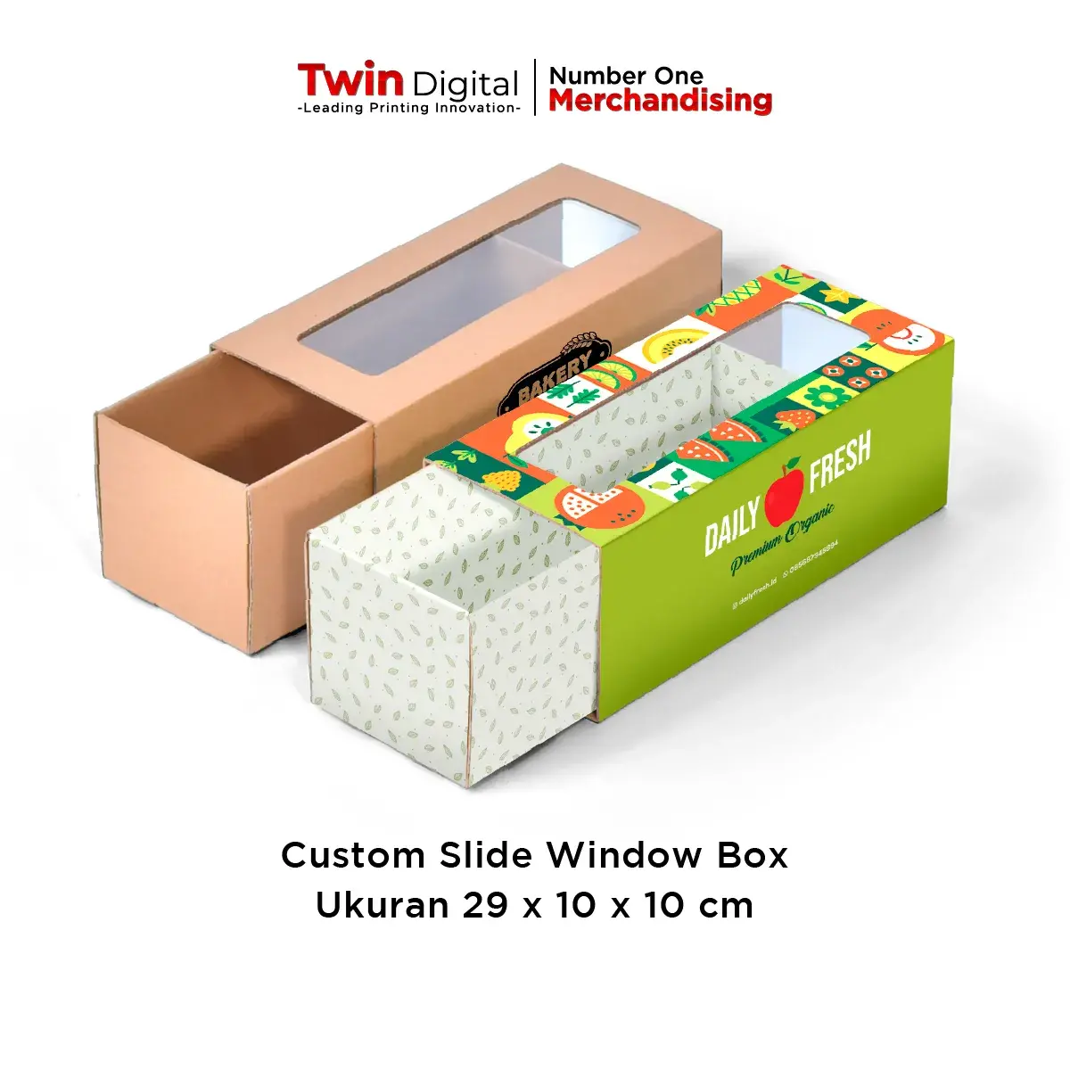 Custom Slide Window Box Ukuran 29 x 10 x10 cm