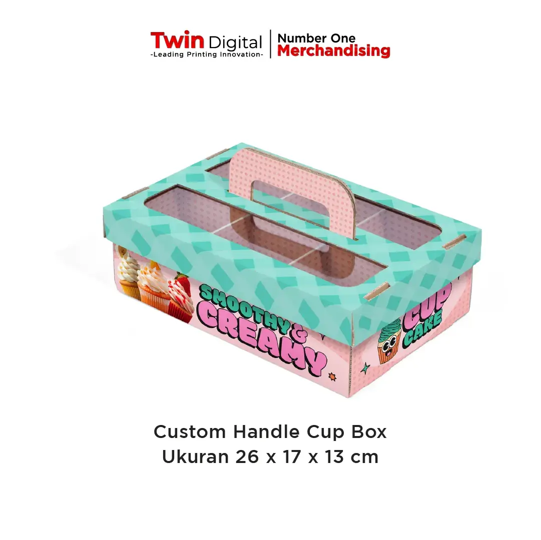 Custom Handle Cup Box Ukuran 26 x 17 x 13 cm