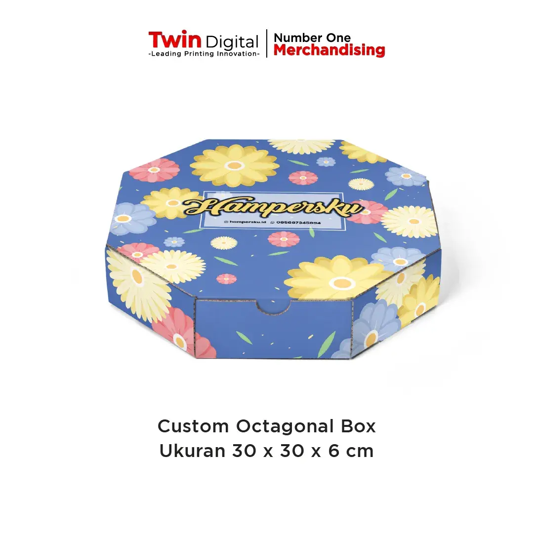 Custom Octagonal Box Ukuran 30 x 30 x 6 cm